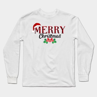 Red Buffalo Plaid Merry Christmas Design Long Sleeve T-Shirt